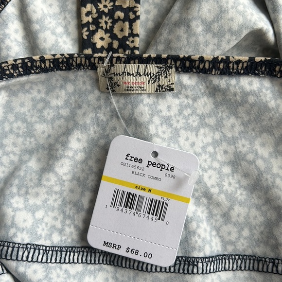 Free People Talk Back Floral Shaping Halter Bodysuit Black NWT Size Medium - Picture 10 of 11